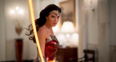 Wonder Woman whipping the Lasso of Truth